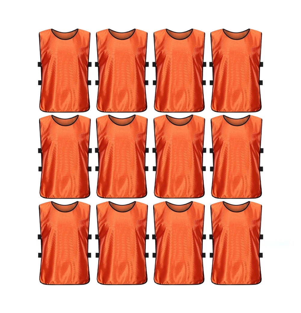 Team Practice Scrimmage Vests Sport Pinnies Training Bibs with Open Sides (12 Pieces)