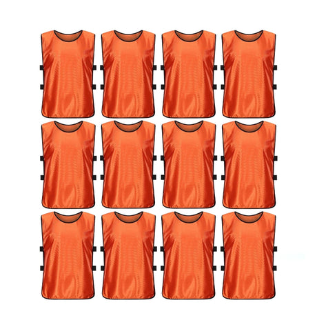 Team Practice Scrimmage Vests Sport Pinnies Training Bibs with Open Sides (12 Pieces)