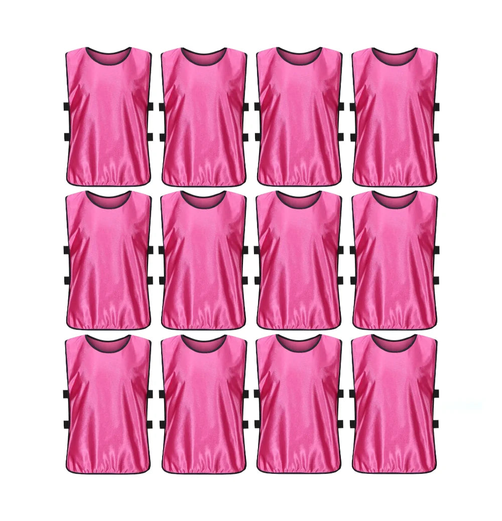 Team Practice Scrimmage Vests Sport Pinnies Training Bibs with Open Sides (12 Pieces)