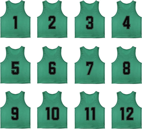 Team Practice Scrimmage Vests Sport Pinnies Training Bibs Numbered (1-12)