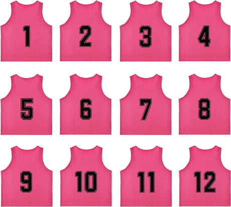 Team Practice Scrimmage Vests Sport Pinnies Training Bibs Numbered (1-12)