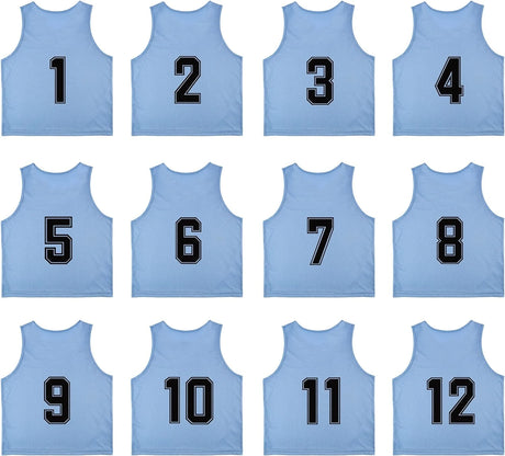 Team Practice Scrimmage Vests Sport Pinnies Training Bibs Numbered (1-12)