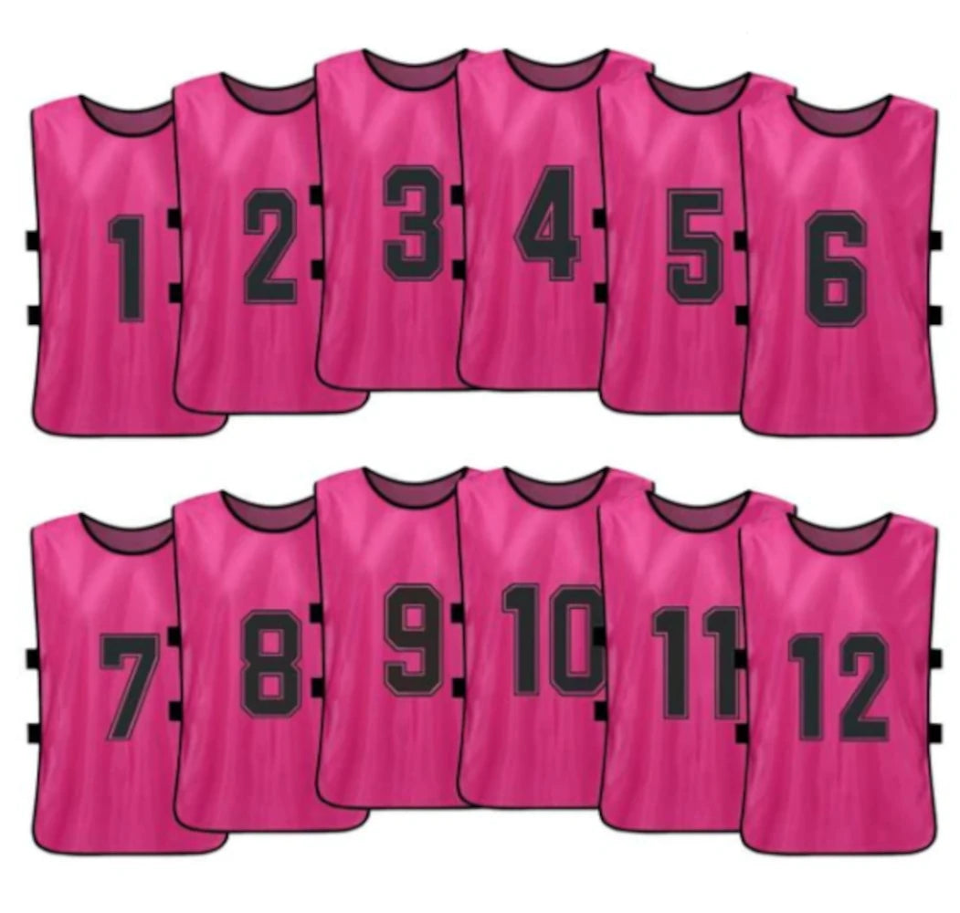 Team Practice Scrimmage Vests Sport Pinnies Training Bibs Numbered (1-12) with Open Sides