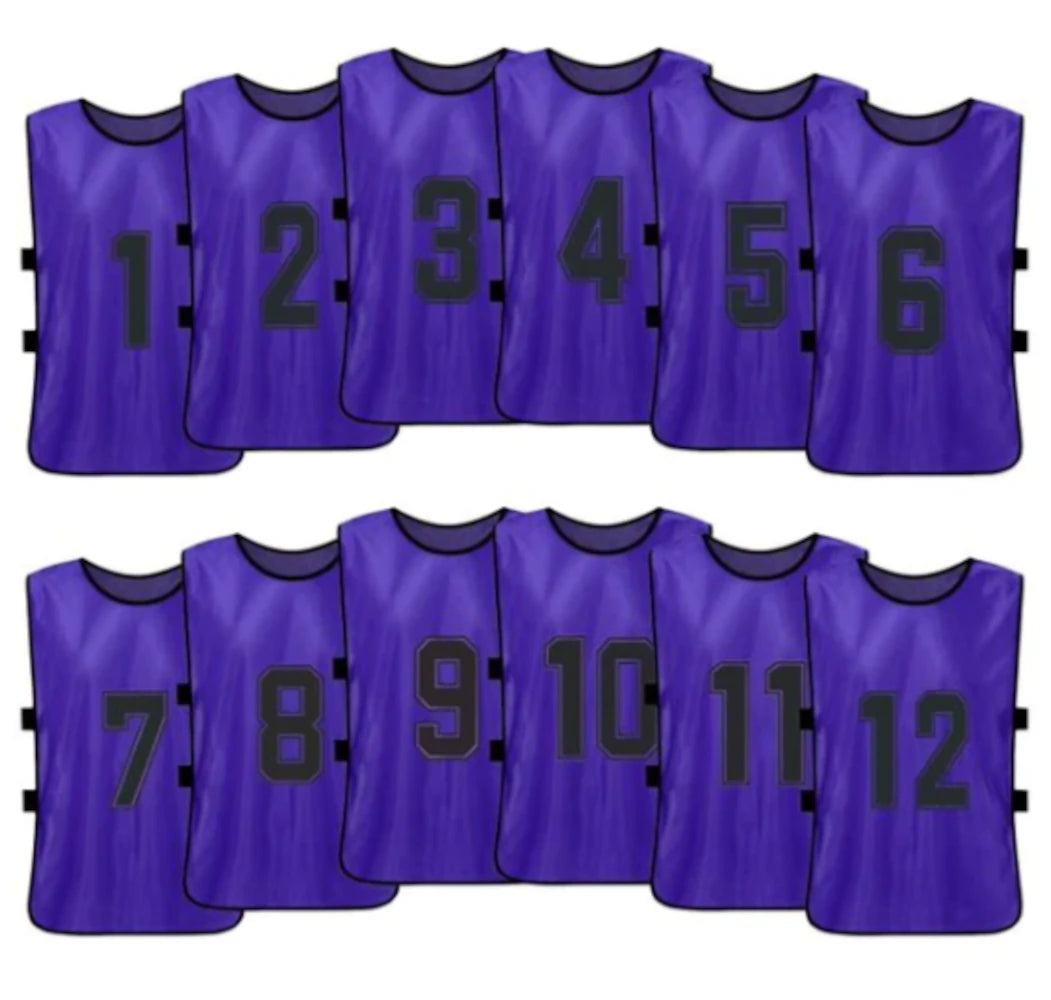 Team Practice Scrimmage Vests Sport Pinnies Training Bibs Numbered (1-12) with Open Sides