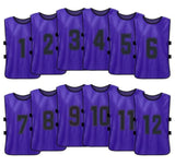 Team Practice Scrimmage Vests Sport Pinnies Training Bibs Numbered (1-12) with Open Sides