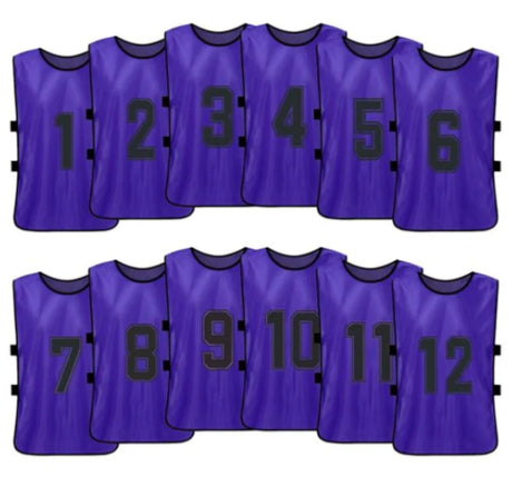 Team Practice Scrimmage Vests Sport Pinnies Training Bibs Numbered (1-12) with Open Sides