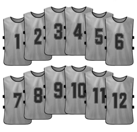 Team Practice Scrimmage Vests Sport Pinnies Training Bibs Numbered (1-12) with Open Sides