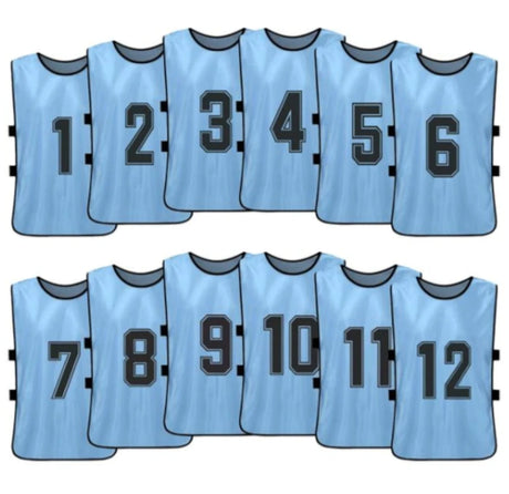 Team Practice Scrimmage Vests Sport Pinnies Training Bibs Numbered (1-12) with Open Sides