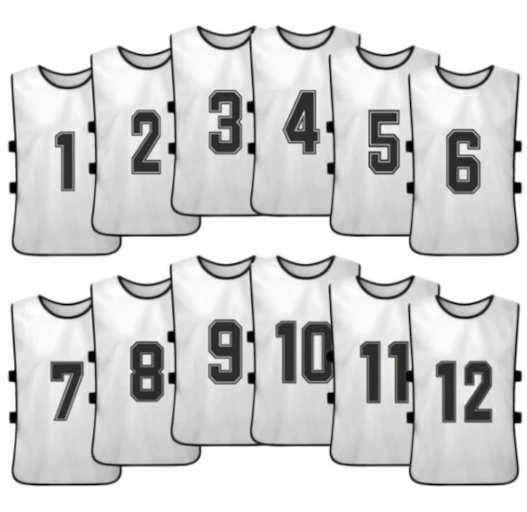 Team Practice Scrimmage Vests Sport Pinnies Training Bibs Numbered (1-12) with Open Sides