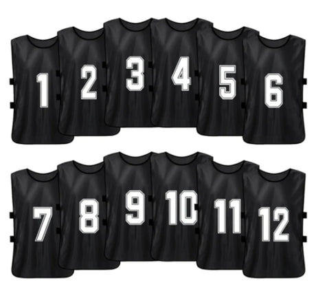 Team Practice Scrimmage Vests Sport Pinnies Training Bibs Numbered (1-12) with Open Sides