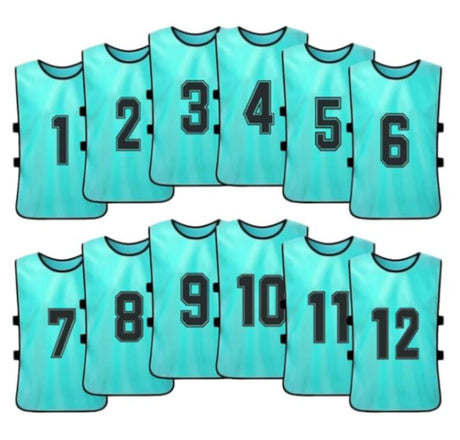 Team Practice Scrimmage Vests Sport Pinnies Training Bibs Numbered (1-12) with Open Sides