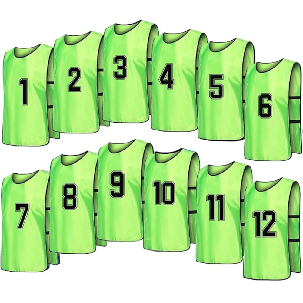 Team Practice Scrimmage Vests Sport Pinnies Training Bibs Numbered (1-12) with Open Sides