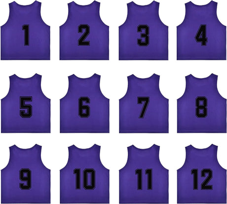 Team Practice Scrimmage Vests Sport Pinnies Training Bibs Numbered (1-12)